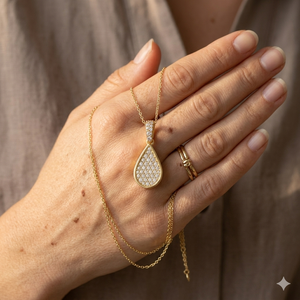 Pendentif goutte d'eau en diamant de laboratoire plaqué or véritable 10K, collier unisexe tendance personnalisé, bijoux minimalistes, idée cadeau - Product Image 3
