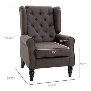 Poltrona Girevole Marrone Scuro con Bottoni Trapuntati, Braccioli Rotondi e Gambe in Legno per Soggiorno, Camera da Letto o Bar - Product Image 3