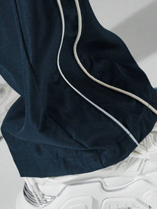 Men Contrast <b>Trouser</b> Fashion Casual Pants Solid Color Breathable Loose Straight <b>Drawstring</b> Pants Streetwear - Product Image 6