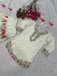 Nouvelle tenue de soirée et de mariage moderne de créateur, Salwar Kameez en satin brodé, séchage rapide, toutes saisons - Product Image 6