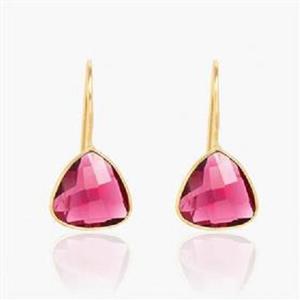 Pendientes de Plata de Ley 925 con Gema de Cuarzo Rubí en Forma de Trillón, Pendientes de Cuarzo Rubí con Diseño Moderno - Product Image 1