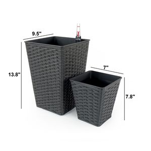 Lot de 2 jardinières carrées auto-arrosantes en osier tressé à la main pour espresso, pots et jardinières intelligents pour fleurs d'intérieur et d'extérieur - Product Image 2