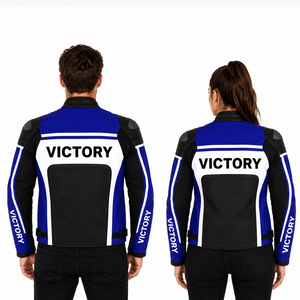 เสื้อแจ็คเก็ตมอเตอร์ไซค์สำหรับแข่งรถรุ่น Custom 2026 สีน้ำเงินดำ สำหรับผู้ชายและผู้หญิง พร้อมอุปกรณ์ป้องกัน ทำจากหนัง - Product Image 4
