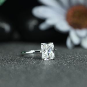 Factory Price Radiant Cut Moissanite Engagement <b>Ring</b> 925 <b>Silver</b> Rhodium Plated Minimalist Wedding <b>Ring</b> for Women - Product Image 5