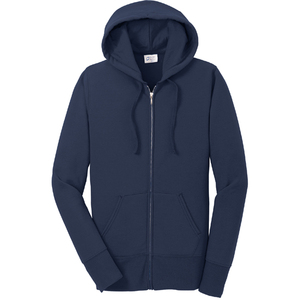 Women's Navy Blue Full <b>Zip</b> <b>Hooded</b> Sweatshirt 100% Cotton Fleece 200g Regular Fit Breathable Autumn Winter Wear - Product Image 3