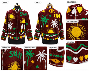Hand Embroidered Corduroy <b>Jacket</b> <b>Mandarin</b> <b>Collar</b> Full Sleeve Zipper Closure Summer Vacation Style Women's <b>Jacket</b> - Product Image 3