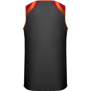Men's Black Orange V-Neck Sleeveless Basketball Jersey Moisture Wicking Polyester Regular Fit All Seasons Sublimated Print - Product Image 6