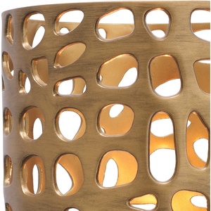 Modern Style Gold Hollow Metal <b>Candle</b> Holders <b>Set</b> Of 2 Geometric Cutout Design Centerpiece For Home Decor Weddings & Events - Product Image 4