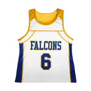 Maillots de lacrosse réversibles pour femmes, impression personnalisée sur le devant, logo personnalisé, séchage rapide, tissu en maille 220g, col en V, sans manches, dos nageur - Product Image 1