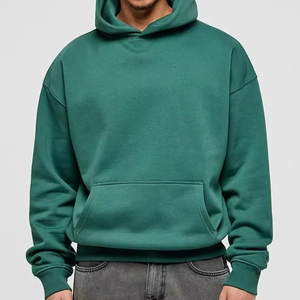 Sweat à capuche vert foncé pour homme, coupe classique, tissu texturé lisse, silhouette décontractée, confortable, style quotidien - Product Image 1
