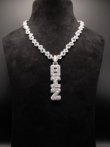 Collar con Colgante de Diamantes Personalizado BIZ, Estilo Hip Hop para Hombre, Chapado en Oro Blanco, Diamantes de Laboratorio con Corte Brillante Redondo, para Uso Diario - Product Image 1