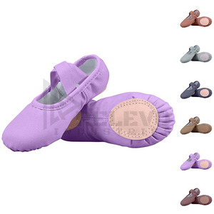 Chaussons de ballet en cuir de haute qualité à semelle fendue, souples, extensibles, respirants, antidérapants, avec sangles élastiques croisées, en toile - Product Image 5