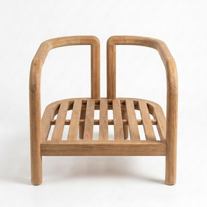 Chaise longue élégante en teck massif faite à la main avec une structure courbée artistique pour une décoration intérieure haut de gamme - Product Image 1