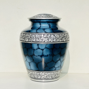 Urnes funéraires personnalisées en gros pour cendres d'adultes et humaines, urnes en métal bleu feu personnalisées en aluminium pour fournitures funéraires - Product Image 1
