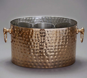 Cubo de Hielo de Cobre 100%, Enfriador de Vino Grande y Redondo con Diseño de Anillo Lateral, Cubo de Hielo de Cobre para Champán y Vino - Product Image 2