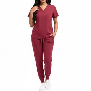 Conjunto de Uniforme de Enfermera Unisex, Ropa Médica Tejida para Profesionales de la Salud Hospitalaria, Trajes Quirúrgicos Transpirables de Alta Calidad - Product Image 1