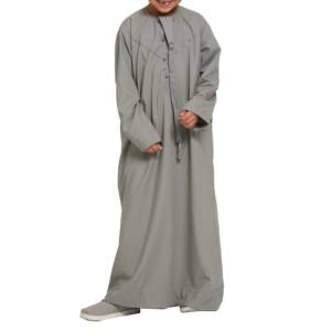 Thawb classique pour hommes musulmans, style urbain, boutonné sur le devant, grande taille, en coton respirant, coupe longue assortie - Product Image 5