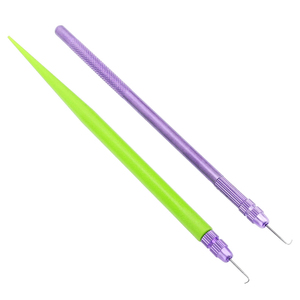 Juego de agujas de ventilación morado y verde con mango de aluminio moleteado y plástico, aguja de microganchillo de acero, herramienta para la fabricación de pelucas lace frontal - Product Image 1