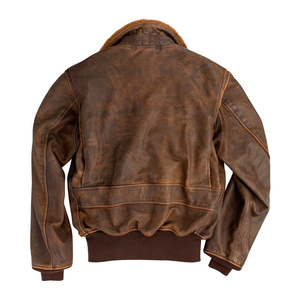 Genuine <b>Sheepskin</b> Bomber Leather <b>Jacket</b> Men Motorcycle Leather <b>Jackets</b> Brown Color Men's Leather <b>Jacket</b> For Men - Product Image 3