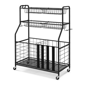 Chariot de rangement pour équipement sportif de garage avec crochets et paniers pour le basketball - Product Image 4