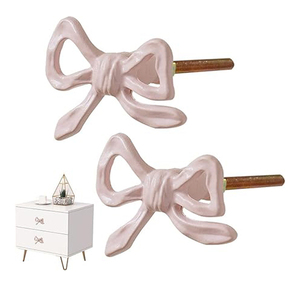 Pink Bow-shaped <b>Metal</b> Cabinet Knobs, Elegant Creative Bowknot Handles for Cabinets Wardrobes <b>Cupboards</b> Dressing <b>Metal</b> Knobs - Product Image 3