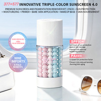 MERCILEN Crème Visage Hydratante Éclaircissante et Unifiante Teint, Base de Maquillage Tricolore, Protection Solaire, Anti-Taches
