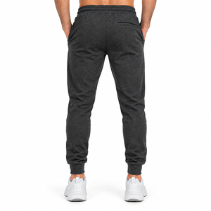Pantalones deportivos de hombre, color gris oscuro, cintura elástica, con cordón ajustable y bolsillos laterales, estilo casual para otoño e invierno. - Product Image 2