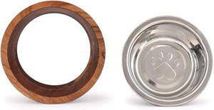 Comedero Elevado para Perros de Madera de Acacia y Hierro, Diseño Profundo, 4.5'' x 4.5'' x 2'', para Reducir la Presión en Articulaciones y Huesos, Comederos y Bebederos para Mascotas - Product Image 3