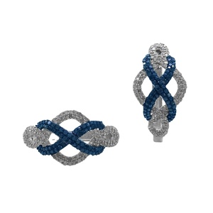 JEWELSPAARK ต่างหูห่วงอินฟินิตี้ประดับเพชรธรรมชาติทรงกลมสีขาวน้ำเงินสำหรับผู้หญิง เงิน 925 (2.01 กะรัต) - Product Image 1