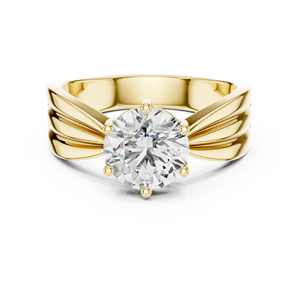 Luxury Yellow Gold Alloy Sterling Silver Moissanite Engagement Ring Cut Diamond Look Layered Band Classic Solitaire <b>Bridal</b> Women - Product Image 1