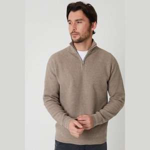 Manufacturer Solid Color Men's Knitted Pullover Quarter Zip Knitwear Wholesale Thick <b>Cable</b> Knit 12GG Rib Business Sweater - Product Image 1