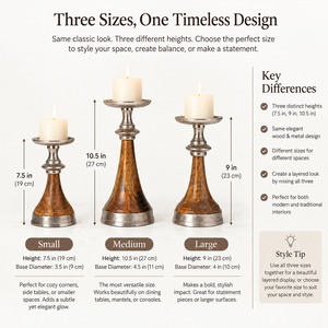 Wooden <b>Candle</b> Holder Set 3 Pcs Rustic Table Décor Round Home Decoration - Product Image 3