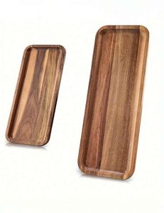 Bandeja de Madera de Doble Sección, Rectangular, Hecha a Mano, Resistente, para Servir en la Cocina, Decoración de Comedor, Plato - Product Image 4