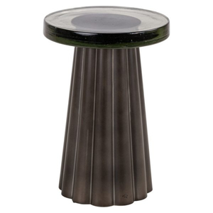 Mesa Auxiliar Redonda Moderna de Madera Maciza con Base de Metal y Tapa de Vidrio, Diseño Contemporáneo Ecológico y Duradero para Muebles de Sala de Estar - Product Image 4