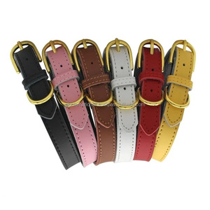 Collier de chien élégant en cuir coloré et original sur mesure avec coutures complètes et quincaillerie réglable en métal plaqué or - Product Image 5