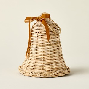 Woven rattan bells set of hanging bell crafted tree ornament natural charm for <b>christmas</b> trees - Product Image 5