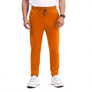 <b>Men's</b> <b>Navy</b> Blue Cotton Sweatpants Elastic Waist Casual <b>Joggers</b> With Side Pockets Midweight Knitted Fit - Product Image 2