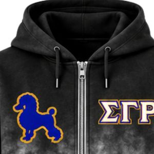 Sigma Gamma Rho Women's Tie Dyed <b>Oversized</b> <b>Hoodie</b> Black <b>White</b> Color Greek Letter Sorority Pullover Custom Printed Fleece Casual - Product Image 6