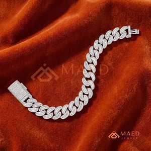 Pulsera de Plata de Ley 925 con Eslabones Cubanos y Moissanita, Cadena Fina Estilo Hip Hop, Joyería, Regalo para Hombre y Mujer - Product Image 4