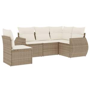 Ensemble de canapés de jardin en rotin beige, modulaire, sectionnel, mobilier d'extérieur, design contemporain, coussins en mousse haute densité - Product Image 2