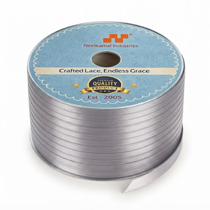 6mm 100% Polyester Silver Gray Single Face Satin Ribbon Customizable 350 Meter Roll Shrink-Resistant Luxury Gift <b>Boxes</b> Jewelry - Product Image 1