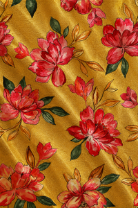 Aura Botanical Gold Zari Silk Cotton Floral <b>Fabric</b>-Lightweight Organic Eco-Friendly Wrinkle Resistant for Wedding & Home Decor - Product Image 3