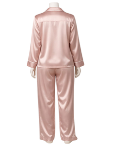 Ensemble de pyjama pour femme en satin noir personnalisé, manches longues, boutonné, style soie, vêtements de nuit, ensemble confortable en deux pièces - Product Image 5