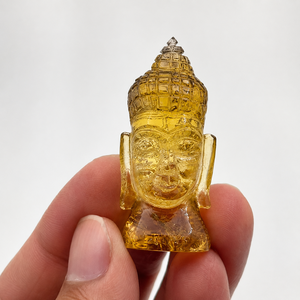 Hand Carved Amber Buddha Head Crystal <b>Statue</b> Decorative <b>Religious</b> Figurine For Home Temple Meditation metal Gift metal craft - Product Image 6