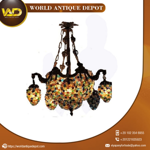 Lustre en cristal perlé à la main de style européen, panier à raisins, style antique, luminaire suspendu LED pour la décoration du salon - Product Image 3