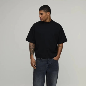 mens oversized boxy fit t shirt drop shoulder loose fit heavy cotton streetwear blank <b>tshirt</b> custom logo supplier - Product Image 1