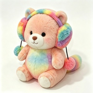 Oso de peluche arcoíris personalizado, oso de peluche en colores pastel, oso de peluche sentado, oso de peluche con efecto tie-dye, oso de peluche rosa - Product Image 3