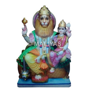 Lord Narasimha matando al demonio Hiranyakashipu |   Mármol Narasimha Vadh Murti – MALIYAS - Product Image 1
