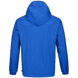 Veste coupe-vent légère bleu roi pour homme, avec capuche, fermeture éclair réfléchissante, idéale pour l'extérieur et les aventures, imprimée, classique et durable. - Product Image 2