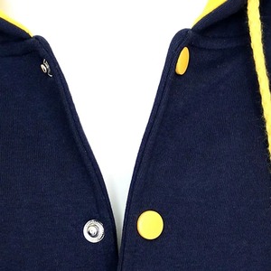 Blouson universitaire à capuche jaune marine pour homme, style Letterman en polaire, boutons-pression, streetwear décontracté, fournisseur OEM - Product Image 4